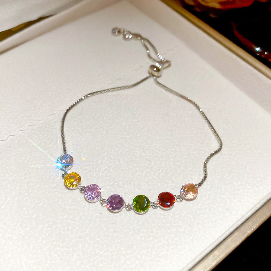 Korean Fashion Ins Diamond-shaped Zircon Bangle Dainty  Bracelet Chic Versatile Wrist Accessory
