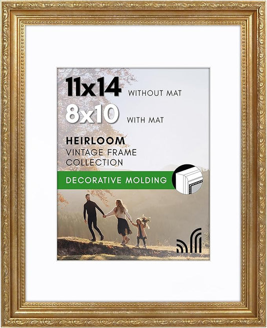Americanflat 11x14 Picture Frame with Shatter-Resistant Glass - Use as 8x10 Frame with Mat or Display 11x14 Photo Without ...