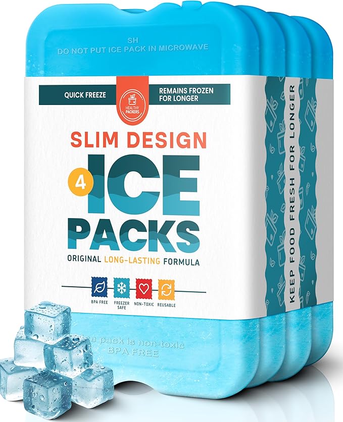 Healthy Packers Ice Packs for Lunch Boxes & Coolers - Freezer Packs - Original Cool Pack | Cooler Accessories for Beach, C...