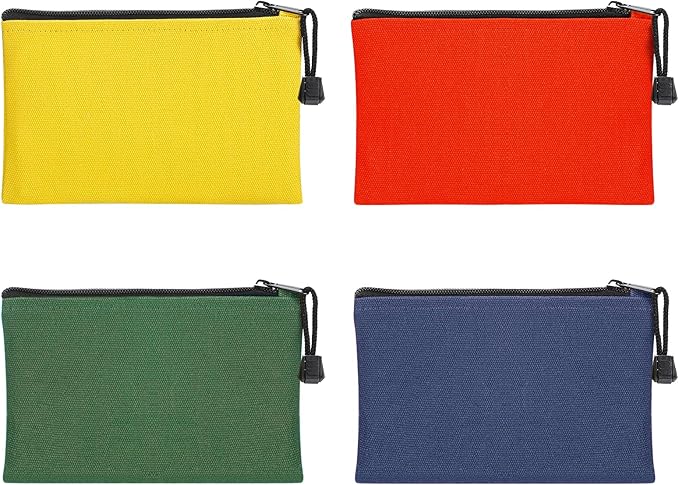 ANPHSIN 7''x4.7'' Canvas Tool Bags Pouches - 4 Pack Heavy Duty Zipper Pouch Set, Multipurpose Small Tools Storage Organize...