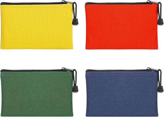 ANPHSIN 7''x4.7'' Canvas Tool Bags Pouches - 4 Pack Heavy Duty Zipper Pouch Set, Multipurpose Small Tools Storage Organize...