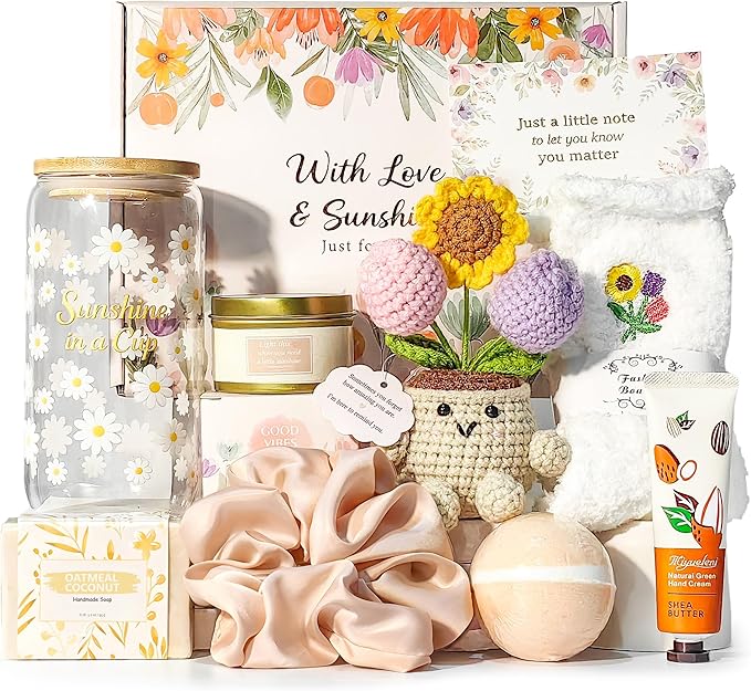 MHSMHL Gift Baskets for Women, Self Care Spa Gift Set, Sending Sunshine Birthday & Thinking of You Gifts, Easter Gifts for...