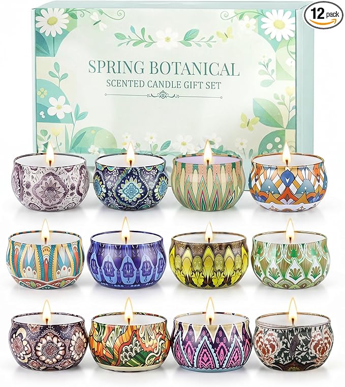 YINUO Scented Candle Gift Set for Women, 12 Pack Soy Wax Aromatherapy Candles, Floral, Citrus & Fresh Scents, Birthday Gif...