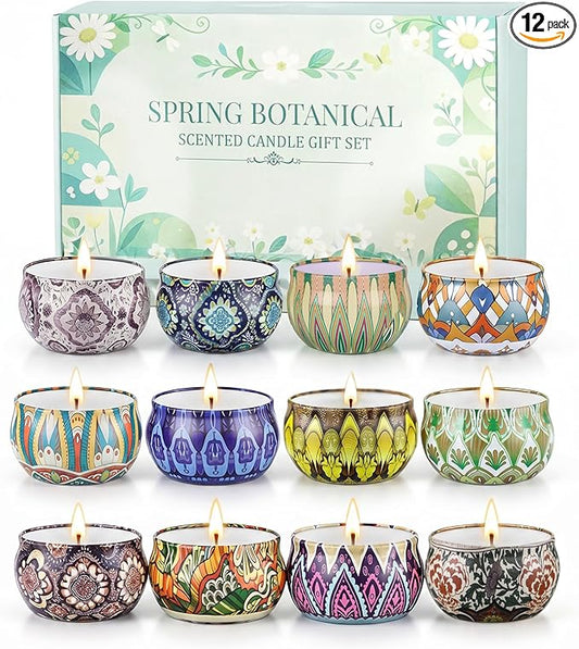 YINUO Scented Candle Gift Set for Women, 12 Pack Soy Wax Aromatherapy Candles, Floral, Citrus & Fresh Scents, Birthday Gif...
