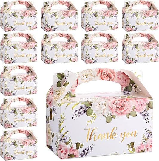 Xinnun 50 Pcs Thank You Treat Boxes Thanksgiving Floral Gift Box Wedding Party Favors Boxes Employee Appreciation Gifts Bo...