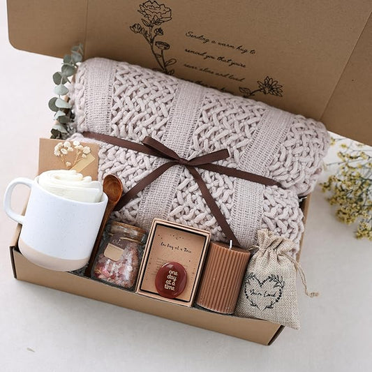 Get Well Soon Gift Baskets for Women - Earth Tone Self Care Package - After Surgery, Sympathy Gifts for Loss of Loved One,...