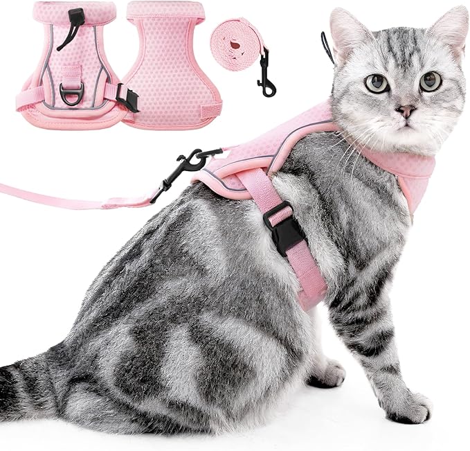 Occupiedpet Escape Proof Cat Harness and Leash Set, Step in Vest Style Adjustable Breathable Mesh Cat Harness for Small Me...