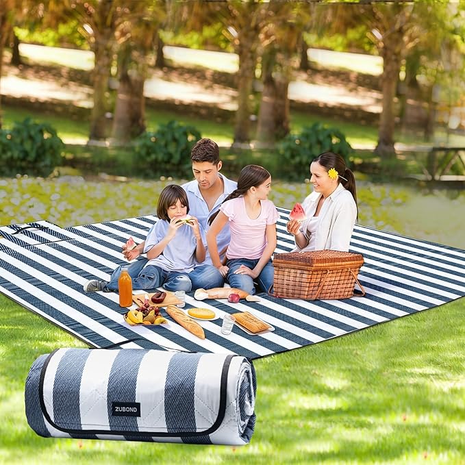 ZUBOND Picnic Blanket 80''x100'', Waterproof Sandproof Beach Outdoor Camping Mat Extra Large Foldable Gingham Big Travel E...