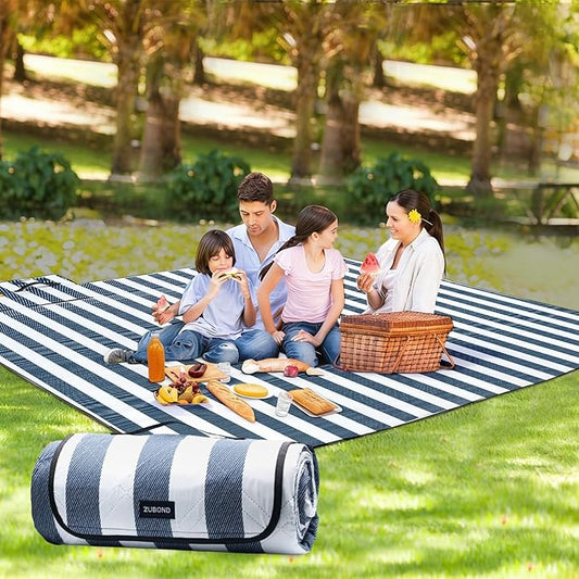ZUBOND Picnic Blanket 80''x100'', Waterproof Sandproof Beach Outdoor Camping Mat Extra Large Foldable Gingham Big Travel E...