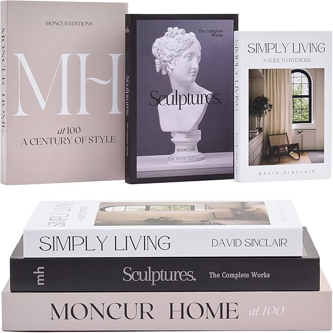 Decorative Coffee Table Books for Home Décor Accents Bookshelf Decor with Real Blank Pages and Removable Covers Set of 3 M...