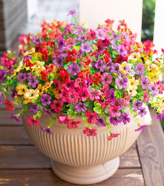 HyeFlora Artificial Flowers for Outdoor Indoor Garden Home Decoration, Faux Flower Daisy with Eucalyptus Leaves Fake Plant...