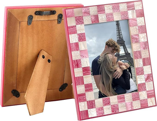 CLEENTABLE Epoxy Resin Picture Frame Set of 2 - Handcrafted Decorative Photo Frame for Wall & Tabletop Display - Vintage S...