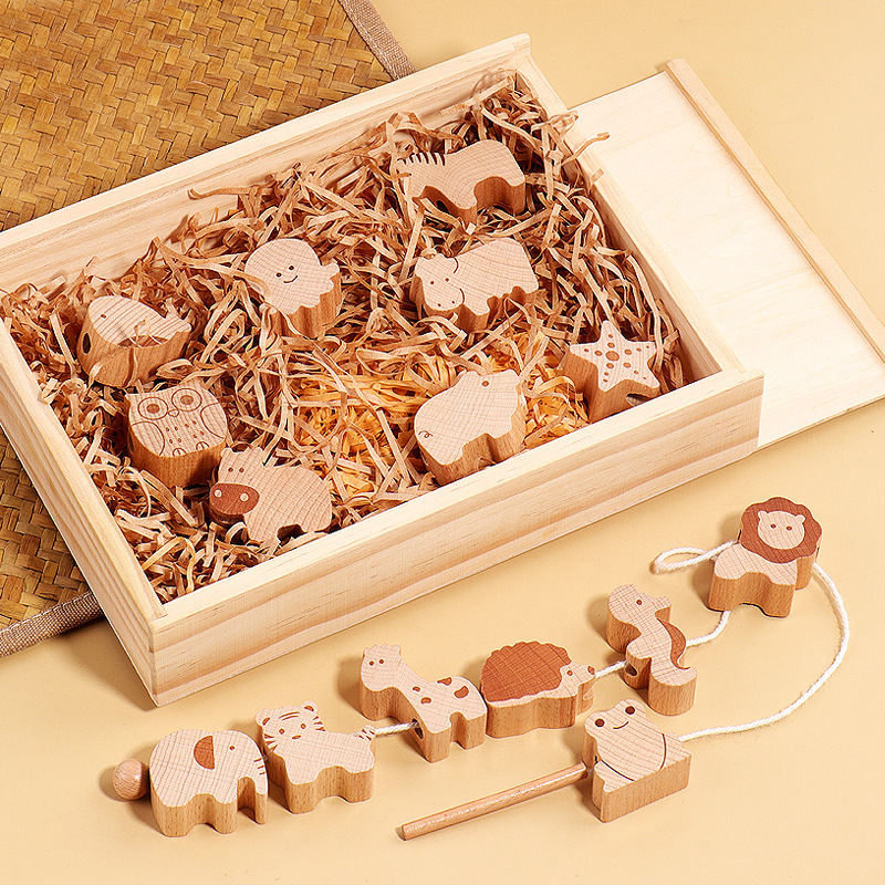 Beech Log Animal String Beads Children's Toys