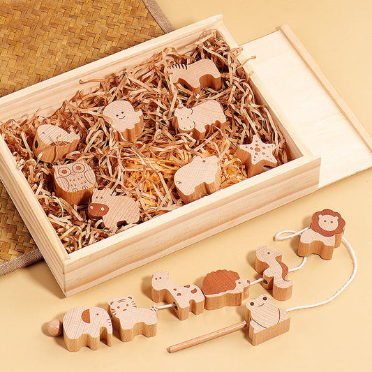 Beech Log Animal String Beads Children's Toys