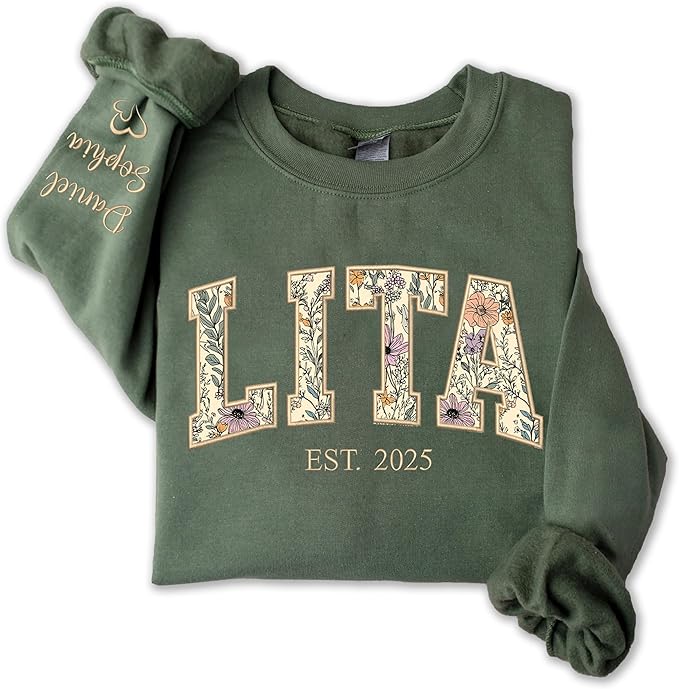 UrbanNEST Personalized Floral Embroidered Applique Grandma Sweatshirt, Custom Grandma Gifts from Grandkids, Christmas 2025