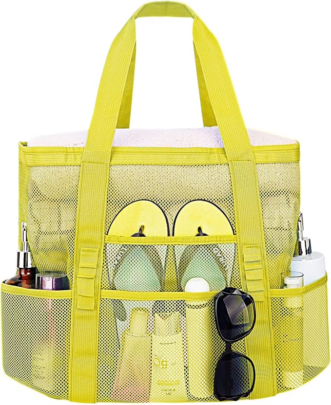 wanchel Mesh Beach Bags for Women - Family Beach Tote Bag for Toys, Towels, Travel Vacation Cruise Essentials