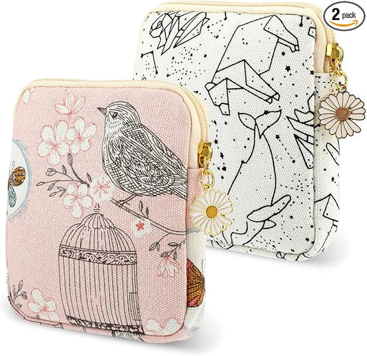Amabro Sanitary Napkin Storage Bag, 2PCS Period Bags Cute Sanitary Pad Storage Pouch Tampon Pantyliners Menstrual Purse Da...
