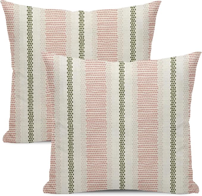 Boho Pillow Covers 20x20 Set of 2 Sage Green Pink Stripe Polka Dot Throw Pillow Covers Outdoor Decoration Modern Abstract ...