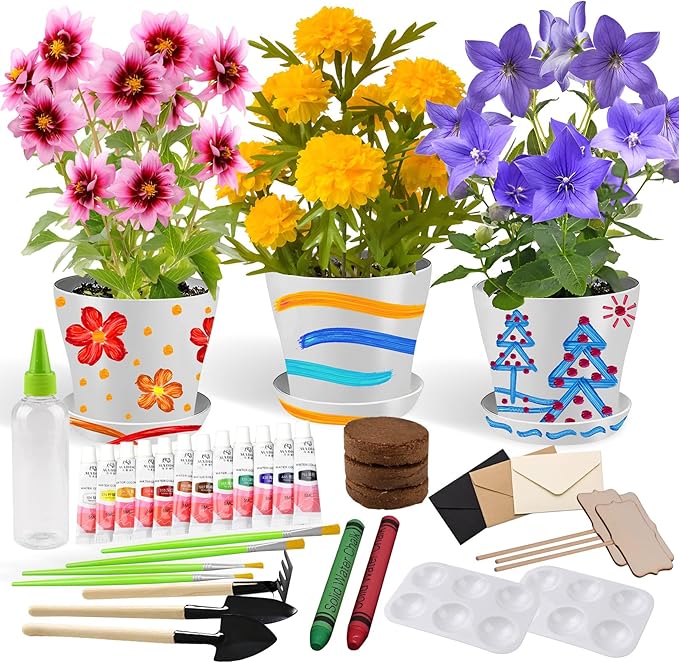 Paint & Plant Children’s Gardening Kit for Girls Boys Toys Garden Flower Gardening Gift for Kids Flower Pots Seeds Art Cra...