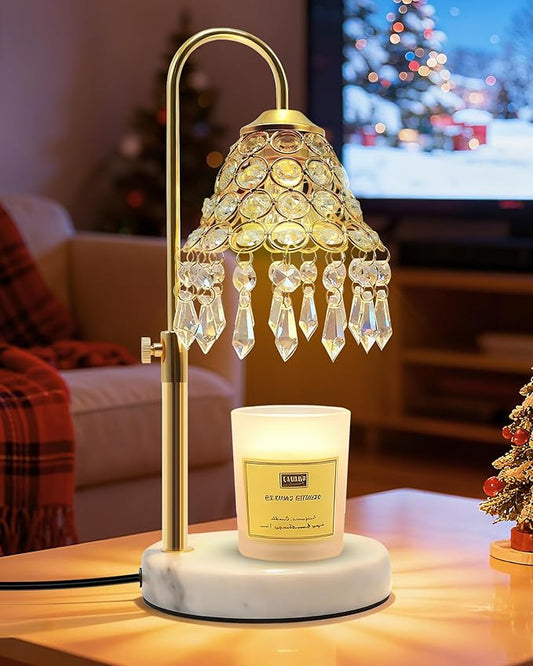 Crystal Candle Warmer Lamp with Timer and Dimmer - 2-in-1 Electric Wax Melt Burner & Dimmable Table Lamp, Adjustable Heigh...