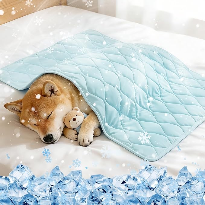 Tivray Cooling Dog Blanket, Q-MAX>0.4 Cooling Blanket for Dogs, Washable Lightweight Quilt for Pets, Multiple Sizes Self C...