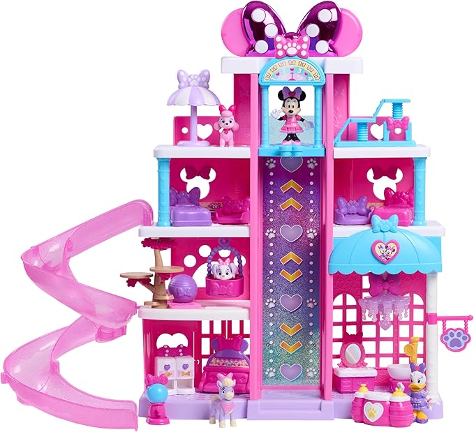 Disney Jr. Minnie Mouse Pet Hotel Playset, 23-piece Hotel Set, 20 Inch Tall Playset, Ages 3 and Up