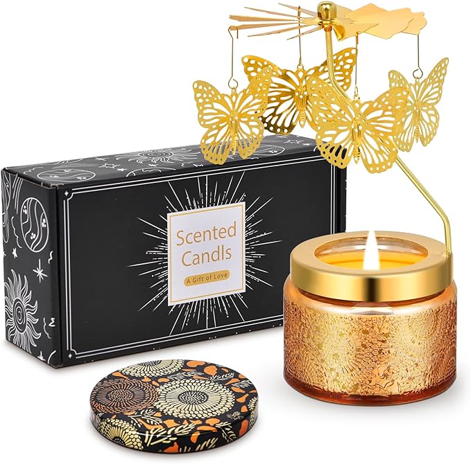 Kunrsug Butterfly Rotating Scented Candles Gift Set for Birthdays, Christmas, Thanksgiving, or As A Unique Present for You...