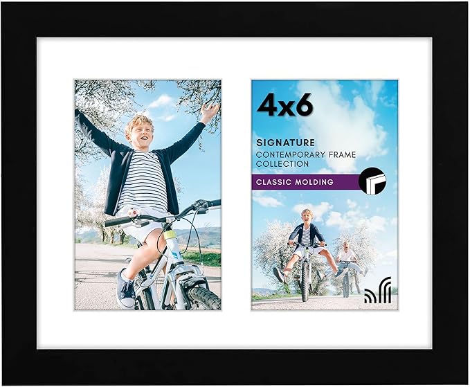 Americanflat 4x6 Double Picture Frame with Shatter-Resistant Glass - Fits Two 4x6 Photos or Use as One 8x10 Picture Frame...