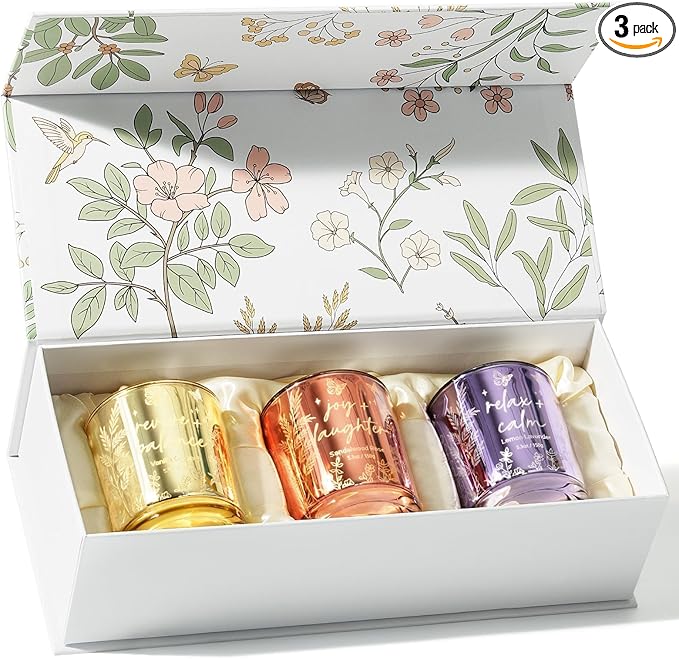 Scented Candles for Women, 3 Pack Candle Set Soy Candles for Home Scented Holiday Votive Candle Gifts Set, Mothers Day Bir...