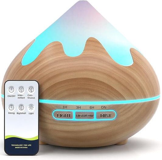 GLOXA 500ML Essential Oil Diffuser, Aromatherapy Diffuser with Remote Control, Multifunctional Air Diffusers for Home Offi...