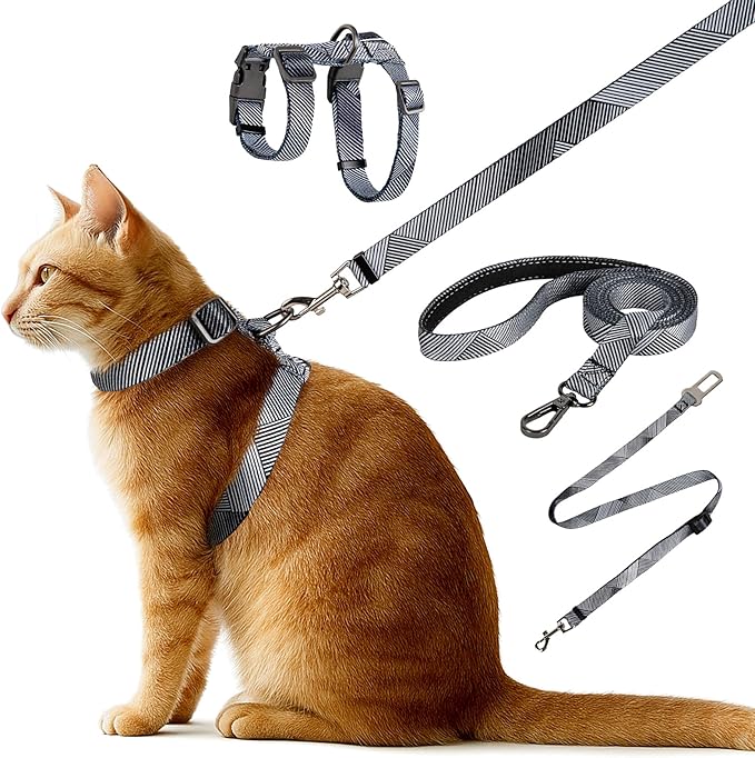 Cat Harness and Leash Set, Anti Escape Adjustable Cat Leash, Comfortable Soft Lightweight, Use Safe & Easy, Suitable for S...