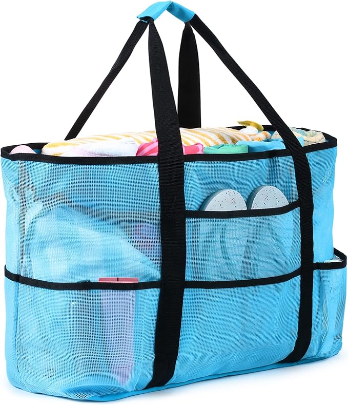 oscaurt Mesh Beach Bag Extra Large Waterproof Sandproof Beach Tote Pool Swim Bag Travel Vacation Essentials