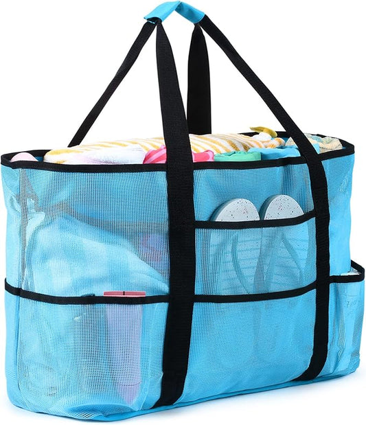 oscaurt Mesh Beach Bag Extra Large Waterproof Sandproof Beach Tote Pool Swim Bag Travel Vacation Essentials