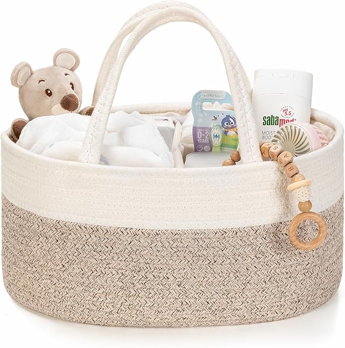 Kodomoore Diaper Caddy Organizer, Empty Gift Basket for Newborn Essentials, Baby Storage Basket, Stylish Gift Bag for Baby...