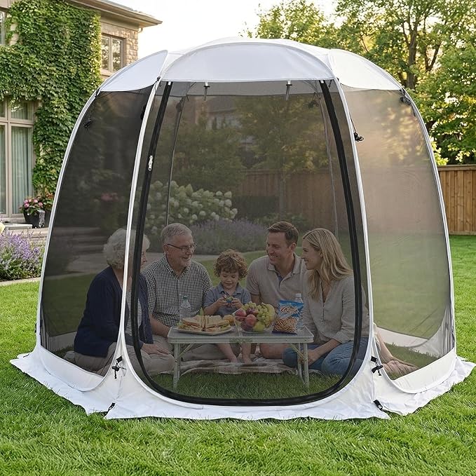 LEEDOR Pop Up Screen House, 6-10-15 Person Outdoor Screen Tent，Camping Screen Room with Carry Bag, Screened Gazebo with Mo...