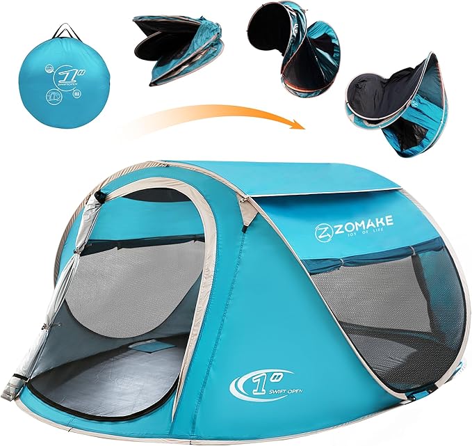 Easy Pop Up Tent 2-4 Person Waterproof - Pop-Up Camping Tents Automatic Tent Throw Pop Up Instant Flip Pop Tent for Campin...