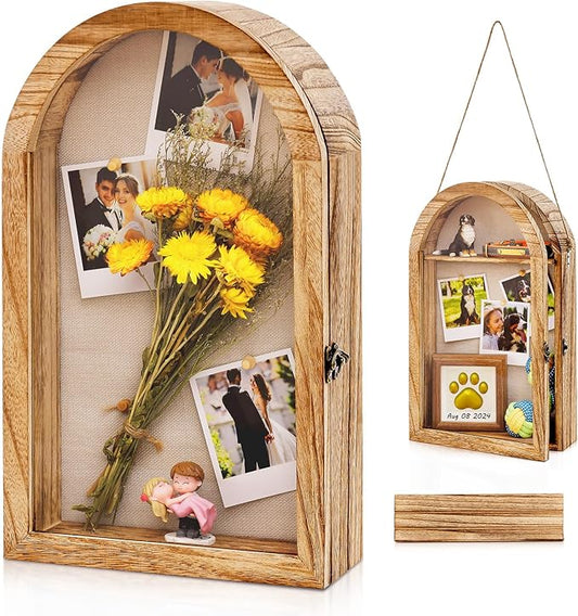 DGWJSU Shadow Box Frame 10x16 Large Shadow Boxes Display Cases with Linen Back and Removable Shelves, Picture Frame Weddin...