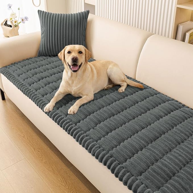 Smiry Couch Cover for Dogs Washable, Non Slip Fuzzy Pet Couch Covers for 3 Cushion Sofa Pet Friendly, Thick Soft Sofa Slip...