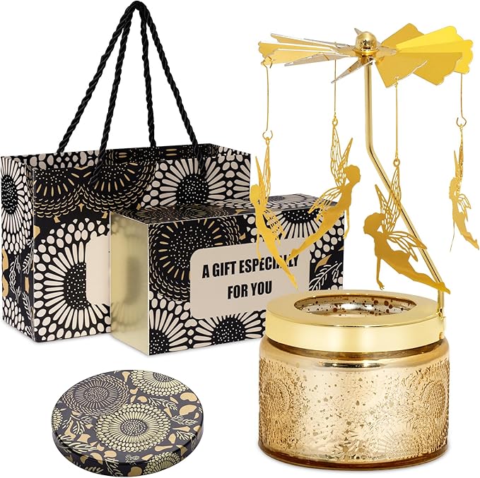 Magic Fairy Gifts for Women, Rotating Lavander Scented Candle with Gift Box Bag, Unique Birthday Gift for Mom Wife Daughte...