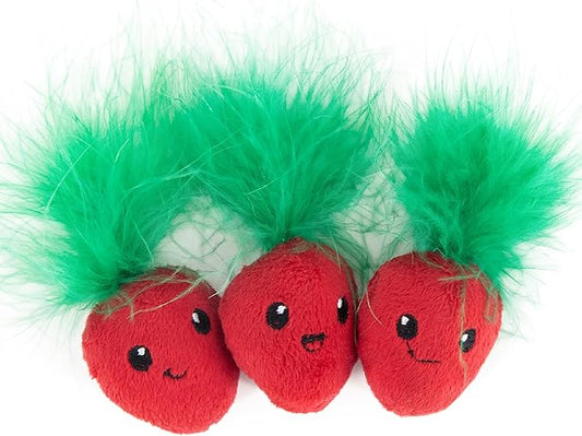 Catstages Strawbabies 3-Pack Catnip Cat Toys for Dental Health, Feather & Crinkle Teething Toys for Kittens and Indoor Cat...
