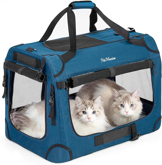 PetMasion Extra Large Cat Carrier for 2 Cats, Collapsible Soft Sided Pet XL Crate for Large Mudium Big Cat 20lbs+, Car Tra...