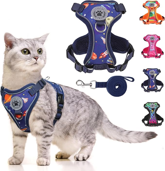 BEAUTYZOO Cat Harness and Leash for Walking, Escape Proof Soft Adjustable Vest Harnesses for Small Cats Kittens, Easy Cont...