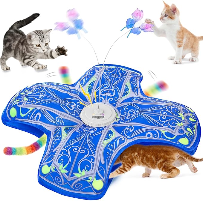 Qraxond Interactive Cat Toys for Indoor Cats,[Newly Upgraded] Rechargeable Touch Activated Hide and Seek Kitten Toys for B...