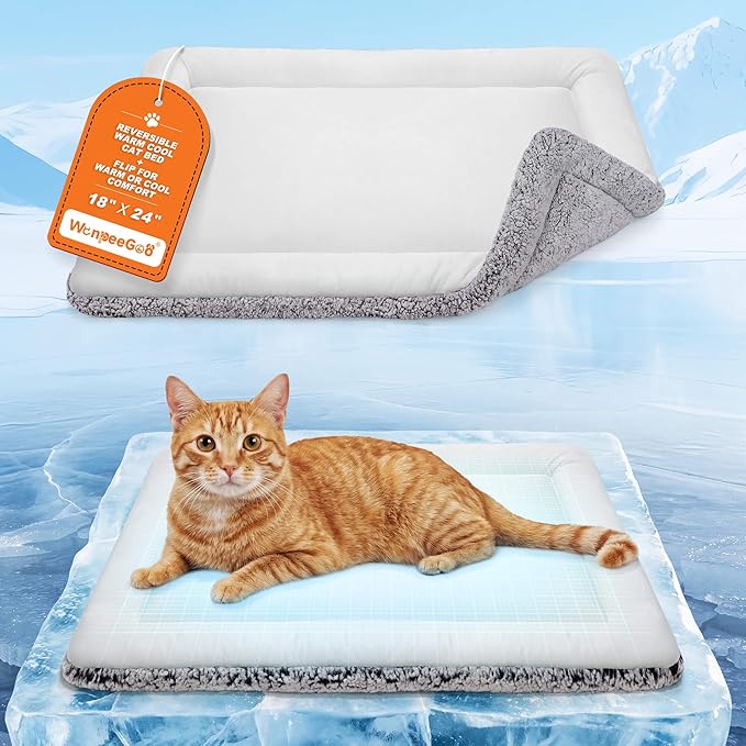 Dog Cooling Mat, Self Warming Cat Bed, Reversible Warm & Cooling Cat Bed, Winter Warm Cat Pad & Summer Cooling Cat Mat for...
