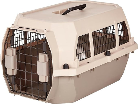 Amazon Basics Hard-Sided Dog and Cat Kennel, Single-Door Travel Pet Carrier with Metal Wire Ventilation, 23.6"L x 15.7"W x...