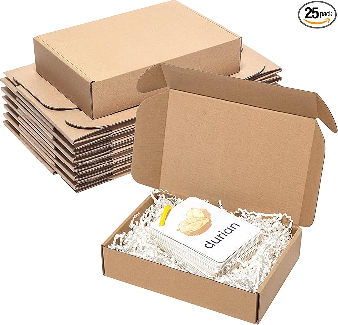 Wowxyz Shipping Boxes 9x6x2" 25 Pack - Brown Corrugated Cardboard Mailing Box for Small Business, Kraft Medium Literature ...