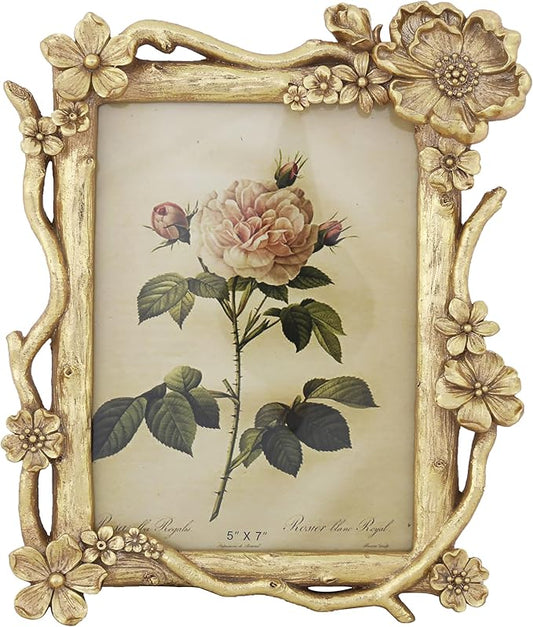 Desklens 5x7 Vintage Picture Frame, Gold Antique Ornate Picture Frame, Victorian Retro Decorative Photo Frames for Tableto...