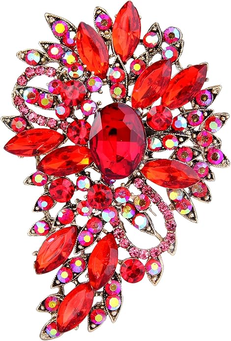 EVER FAITH Women's Austrian Crystal Wedding Flower Leaf Bouquet Brooch