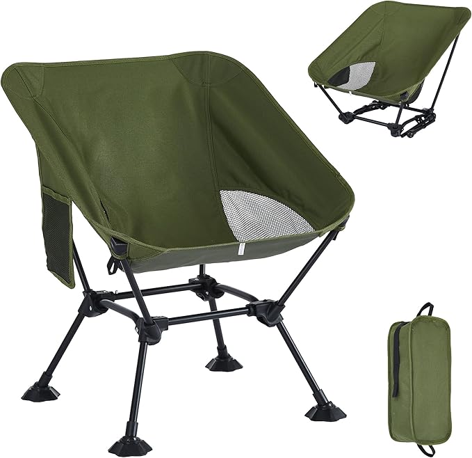 Cuzobro Ultralight Camping Chair,Compact Folding Chair with Anti-Sinking Large Feet and Storage Bag,Lightweight Backpack C...