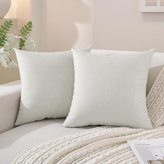 SYSLOON Decorative Throw Pillow Covers 20x20 Inch Set of 2, Soft Cozy Faux Linen Boho Pillow Covers,Cushion Cover Cozy Far...